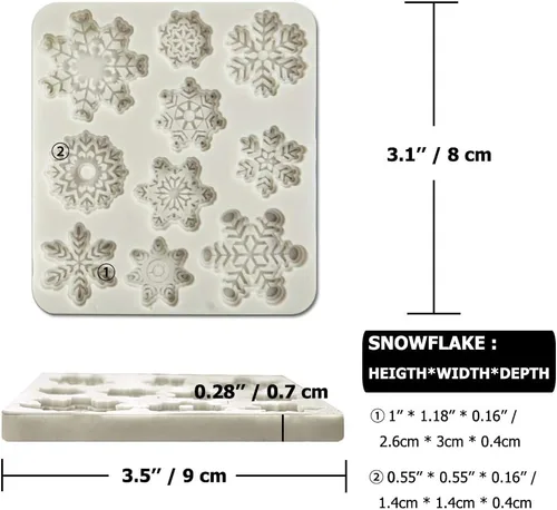 Vista 2 de 3 moldes de silicona para fondant, 30 cavidades 3D, molde de copo de nieve de Navidad, decoración de tartas, decoración de cupcakes, proyectos
