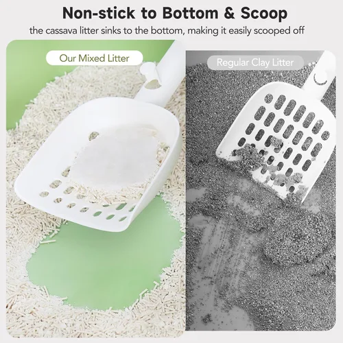 Vista 4 de Arena antiadherente para gatos de tofu ultra aglutinante con yuca, control de olores, pellets de arena para gatitos de bajo seguimiento