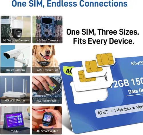 Vista 3 de KiwiSIM Datos de la tarjeta SIM solo 12 GB 150 días, tarjeta SIM 4G LTE US para teléfono desbloqueado/enrutador/cámara de seguridad, soporte