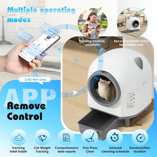 Vista 3 de Caja de arena automática para gatos, caja de arena de autolimpieza