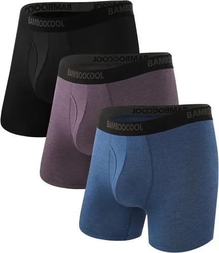 Vista 19 de BAMBOO COOL Calzoncillos tipo bóxer transpirables para hombre con bragueta que absorbe la humedad, ropa interior ligera, paquete de 7