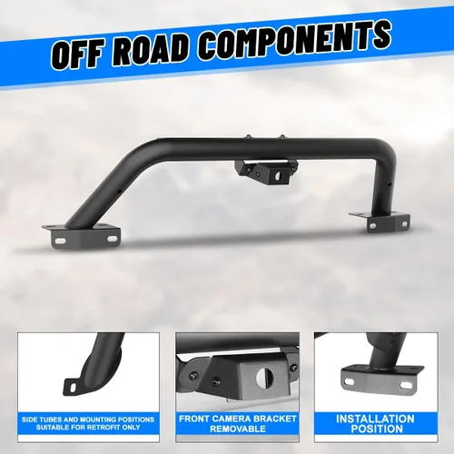 Vista 3 de ROXX Bull Bar - Barra protectora delantera para accesorios Ford Bronco, protector de parachoques delantero, barra atornillable todoterreno 3B.