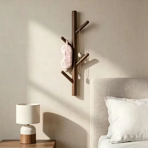 Vista 7 de Perchero 2 paquetes - Perchero de pared con ganchos para sombreros - Perchero de madera resistente - Árbol de pasillo con base sólida