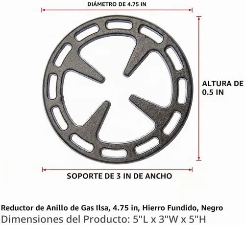 Vista 2 de Ilsa, aro de gas reductor, 5 pulgadas, de hierro fundido, Negro