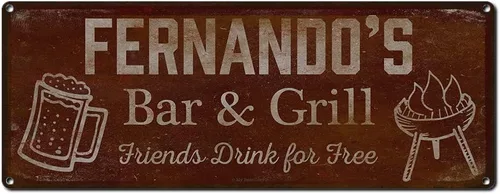 Vista 62 de Adam's Bar and Grill Friends Drink for Free, cartel de aluminio de 5.75 x 15.5 pulgadas, accesorios personalizados para bar y decoración de pared