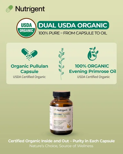 Vista 10 de Aceite de onagra orgánico USDA para mujeres con cápsulas de 10%