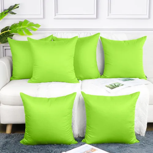 Vista 45 de Coddsmz Paquete de 6 fundas de almohada decorativas 100% algodón, fundas de cojín cuadradas de Navidad sólidas para el hogar, cama, sofá, día