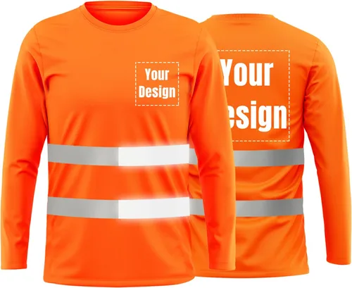 Vista 48 de La alta visibilidad reflexiva de las camisetas de la seguridad del logotipo de encargo Hola Vis de Verde neón