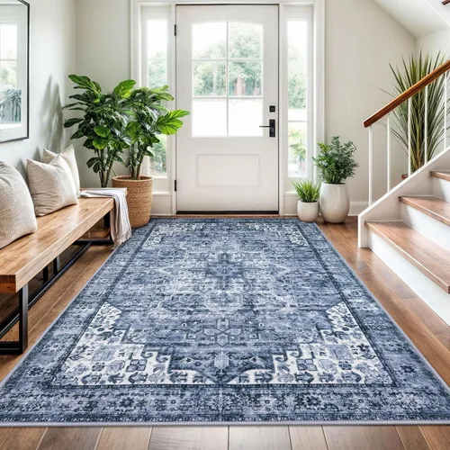Vista 158 de SIILOOM Alfombra lavable de 2 x 3 pies, alfombra suave color taupe ceniza para entrada, tapete antideslizante para puerta de interior, tapete