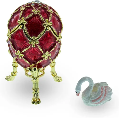 Vista 9 de BestPysanky 1906 Huevo de Pascua imperial real cisne en rojo