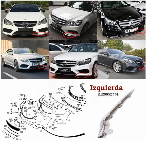Vista 5 de Moldura cromada para parachoques delantero, lado del conductor, A2128852774, compatible con Mercedes Benz Clase E 2014-2016, W212, E250, E350, E400