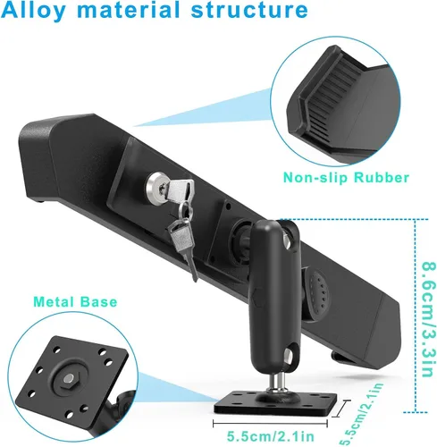 Vista 4 de Soporte de bloqueo de pared para tableta para iPad de 7 a 11 pulgadas, soporte de quiosco de tableta antirrobo de metal con bloqueo seguro para sala