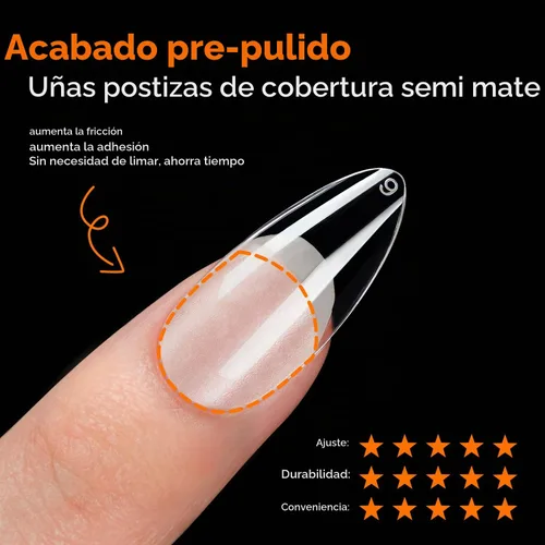 Vista 6 de Modelones - Uñas postizas de gel suave de cobertura completa con forma de almendra mediana