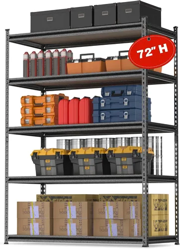 Vista 13 de WORKPRO Estantería negra de 5 niveles con tabla, 24.1 pulgadas de ancho x Negro