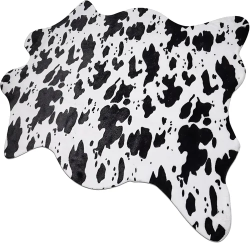 Vista 8 de Sgizoku Alfombra con Estampado de Vaca, 3.6 x 2.5 pies, alfombra de piel sintética de vaca bonita, alfombra de área divertida para decoración