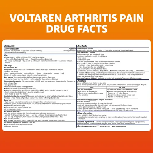 Vista 9 de Voltaren Gel para aliviar el dolor de artritis, diclofenaco sódico, 1% (AINE), potente analgésico clínicamente probado con tapa superior fácil