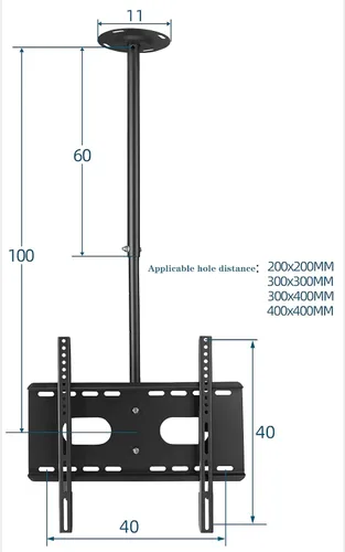 Vista 2 de TV Stand tv Wall Mount Adjustable Height TV Ceiling Mount, for 32 to 60 Inch TV Swivel and Tilting Bracket, Multiple Patterns(1m)