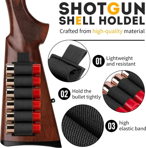 Vista 3 de 4 Pack Tactical Outdoor 6 Round Shotgun Shell Holder Ammunition Pistol Bullet Reload Holder with Adhesive Backing Sticker
