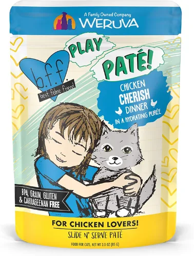 Vista 17 de Weruva B.F.F. PLAY - Best Feline Friend Paté Lovers, Aw Yeah!, Beef & Atún Ta Da! con carne de res y atún, bolsa de 3 onzas (paquete de 12)
