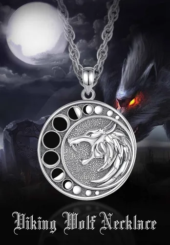 Vista 6 de CELESTIA Collares vikingos de plata de ley 925 para hombres y mujeres, martillo de Thorslobo vikingorunas vikingasYggdrasil