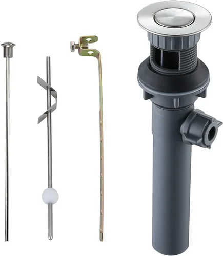Vista 15 de ARCORA - Drenaje de lavabo con desbordamiento, tapón de lavabo de baño con varilla de elevación, drenaje mate negro para lavabo de recipiente