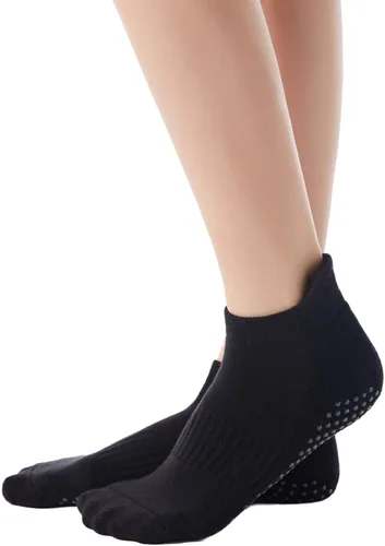 Vista 16 de Calcetines de yoga con dedos de pilates con empuñaduras para mujer, antideslizantes, acolchados, florales, calcetines tobilleros para baile de ballet