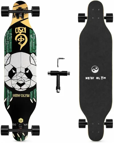 Vista 11 de Patineta Longboard de 41 Pulgadas, 8 Capas de Arce Canadiense, Longboards de Caída Libre para Jóvenes y Principiantes