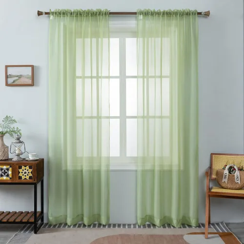 Vista 9 de WPM - Cortinas traslúcidas de color beige de 60 pulgadas de ancho x 95 pulgadas de largo, 2 paneles tratamiento de ventana para sala de estar