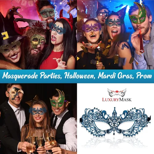 Vista 4 de Masquerade Mask For Women Lace Masquerade Masks for Masquerade Party, Proms, Venetian Party, Mardi Gras, Halloween & Cosplay