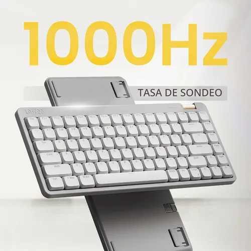 Vista 6 de Flow Lite - Teclado mecánico de perfil bajo de 84 teclas, teclado inalámbrico recargable 75% intercambiable con receptor 2.4G, Bluetooth y conexión