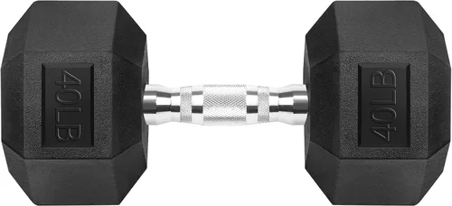 Vista 23 de Juego de mancuernas hexagonales de hierro fundido con revestimiento de goma