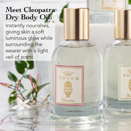 Vista 3 de Tocca Cleopatra Aceite corporal seco perfumado, 3.4 onzas líquidas Olio Sublime Profumato - Fragancia corporal con pomelo, jazmín y almizcle