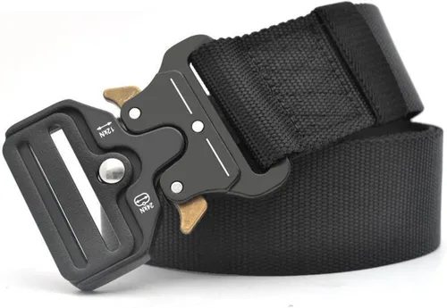 Vista 4 de VANGULL Cinturón táctico cinturón de trabajo de nylon de la web de las correas de 1,5 pulgadas con la hebilla resistente, Negro