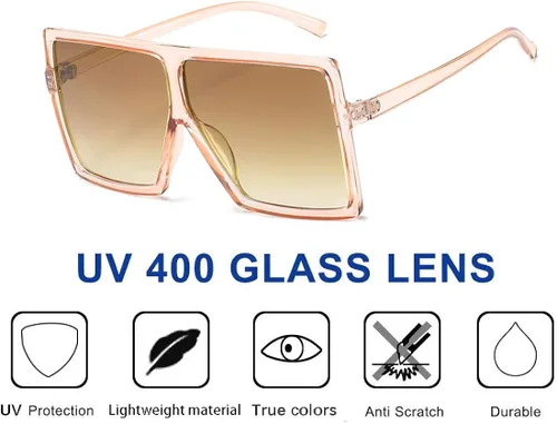 Vista 4 de ENSARJOE Square Oversized Sunglasses for Women Men Flat Top Fashion ShadesUV Protection