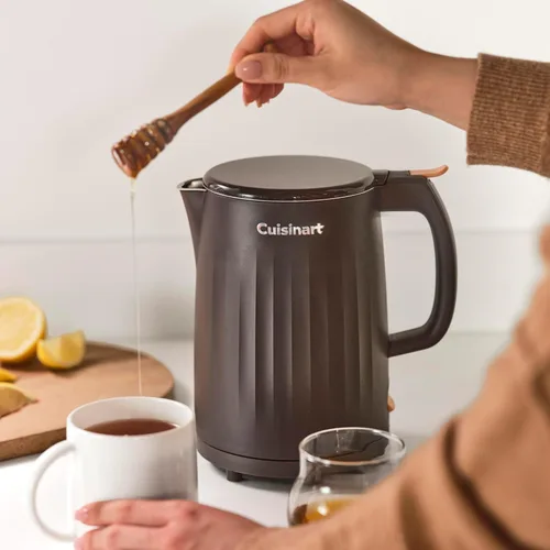 Vista 3 de Cuisinart Soho - Hervidor eléctrico de agua caliente de doble pared de 1 litro, hervidor de té con interior de acero inoxidable, operación de un