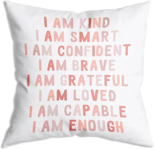 Vista 6 de Funda de Almohada Suave para Decoración con Citas Inspiradoras "Eres Valiente Suficiente Amado", Funda de Almohada y Cojín para Sofá, Sofá Cama