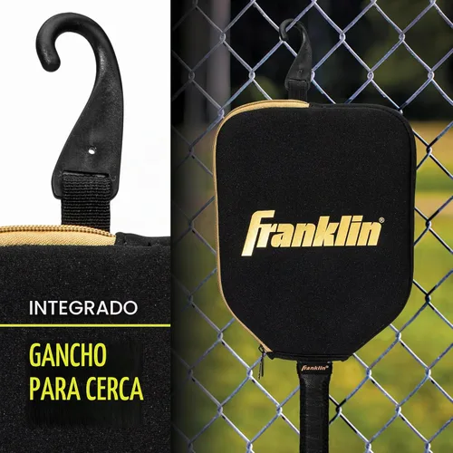 Vista 4 de Franklin Sports Cubierta de paleta de pickleball - Funda protectora acolchada con gancho para valla - Funda de paleta de tamaño universal