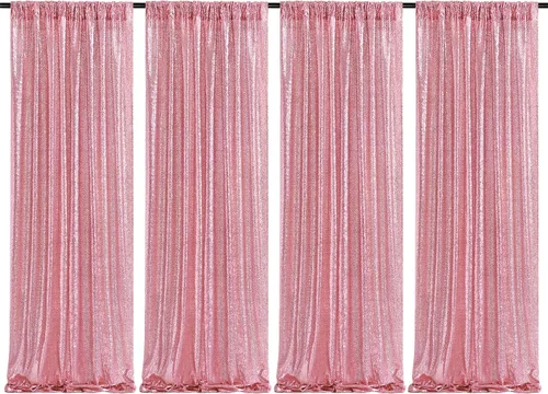 Vista 77 de Cortinas de fondo de lentejuelas con purpurina azul bebé, 2 piezas de 2 x 8 pies, telón de fondo de fiesta de baby shower para niños, hermosas