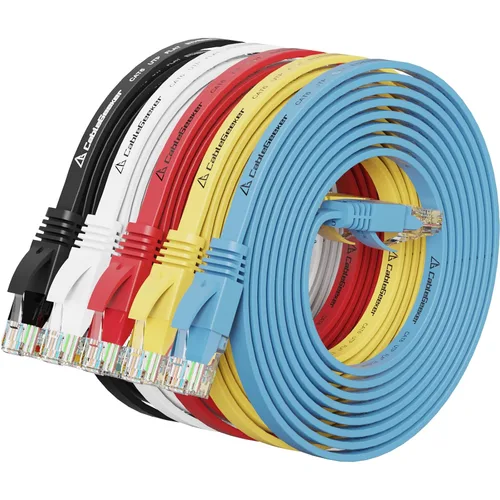 Vista 13 de Cable Ethernet Cat 6 de 1 pie (paquete de 5) (a un precio Cat5e pero mayor ancho de banda) Cable de red de Internet Cat6 plano – Cables de conexión
