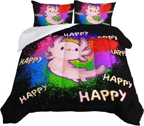 Vista 25 de HOSIMA Juego de edredón de decoración gótica, patrón de calaveras de polilla de la muerte, juego de cama de Halloween tamaño Queen para decoración