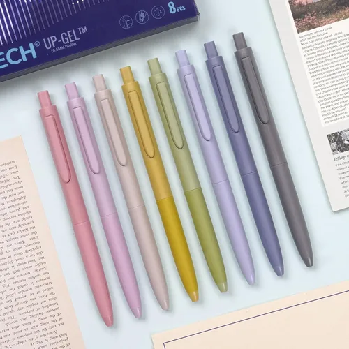 Vista 7 de WRITECH Bolígrafos de gel de 0.020 in, 8 unidades, bolígrafos retráctiles silenciosos para diario, dibujo y escritura, sin manchas, ni sangrado