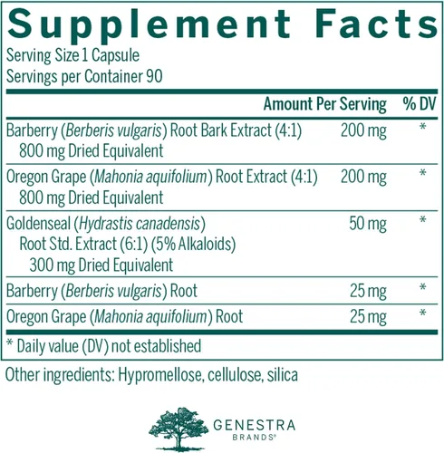 Vista 2 de Genestra Brands Berberis Formula, 90 cápsulas