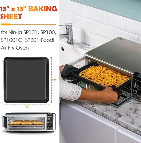 Vista 2 de Bandeja antiadherente para hornear de 13 x 13 pulgadas, bandeja de repuesto para horno Ninja SP100, SP101, SP1001C, SP201 Foodi Air Fry Oven