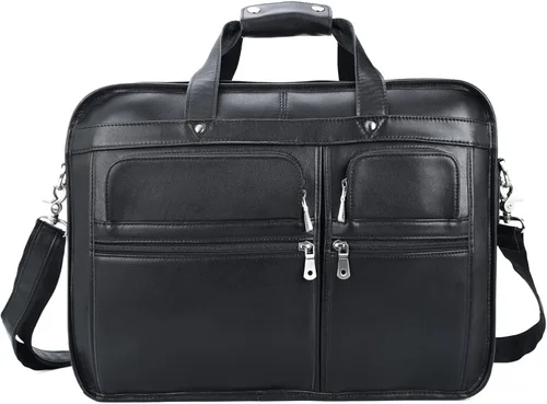 Vista 4 de Polare - Maletín de cuero de grano completo de 18.5 pulgadas para computadora portátil, bolsa de mensajero para hombres, grande para portátiles