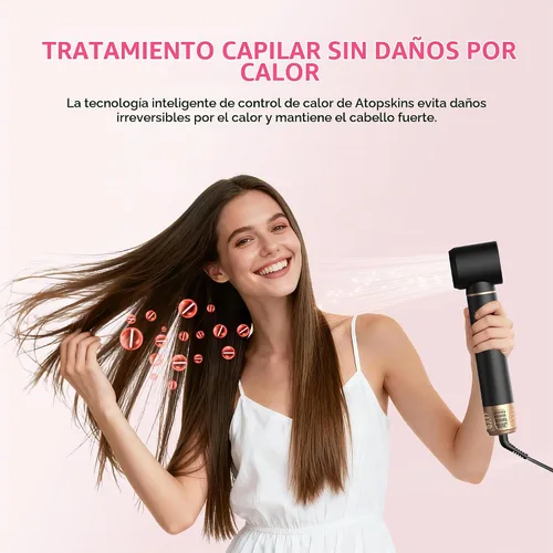 Vista 5 de Atopskins Juego de cepillos secadores de pelo 5 en 1, cepillo de soplado de Negro