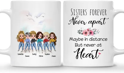Vista 20 de GOSSBY Taza personalizada (2 Sisters) ¡Aparentemente somos problemas cuando estamos juntos, quién sabía! Taza personalizada para mejor amiga