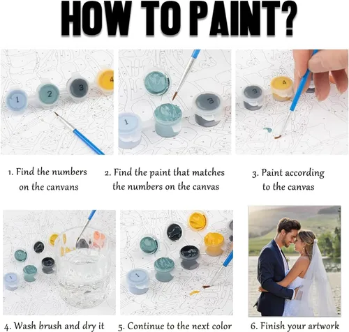 Vista 5 de Pintura personalizada por números, pintura personalizada por números para adultos principiantes, kit de pintura de lienzo para fotos, pintura