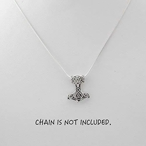 Vista 5 de WithLoveSilver - Colgante de plata de ley Trinity celta vikingo amuleto martillo de Thor (Mjolnir), Plata esterlina