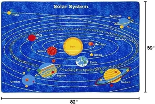 Vista 2 de Mybecca Kids Rug - Alfombra educativa del sistema solar para niños, letra y números del alfabeto, de 5 x 7 pies, con base de gel antideslizante