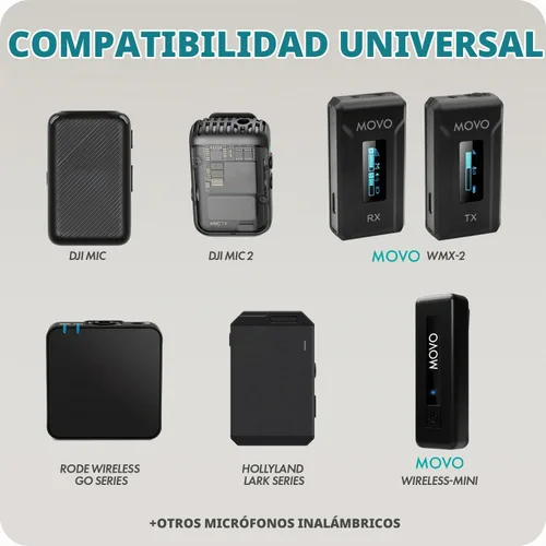 Vista 6 de Movo WMX-HM - Mango de micrófono inalámbrico para entrevistas, adaptador de mano para DJI Mic, RODE Wireless GO y más, incluye bandera de micrófono
